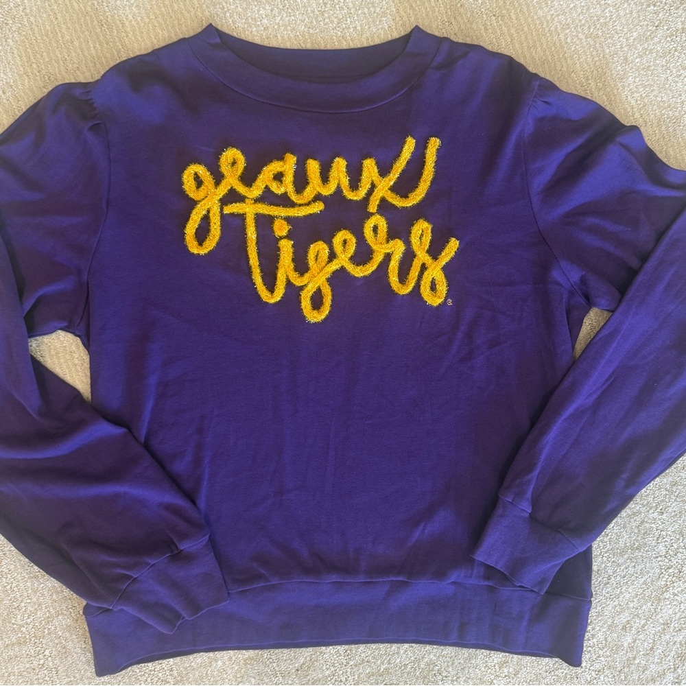 Purple Geaux Tigers Women's Crew Neck Sweater